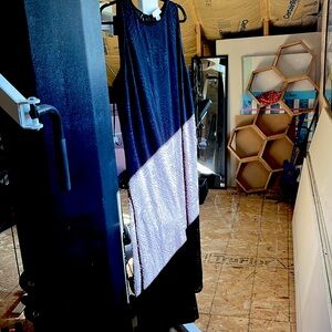 Long black high neck maxi dress w beautiful detailing